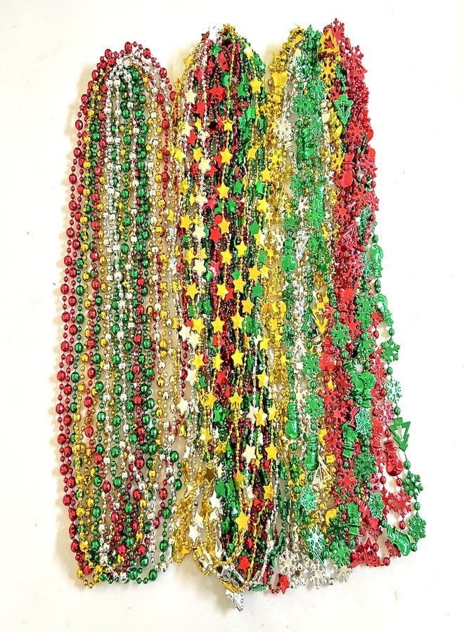 GZYSSL 100 Pcs with 6 Styles Christmas Party Beads Necklaces Red Green Gold Silver Snowflake Santa Jingle Bell Holiday Beads Necklaces Christmas Tree Party Decorations - Image 3